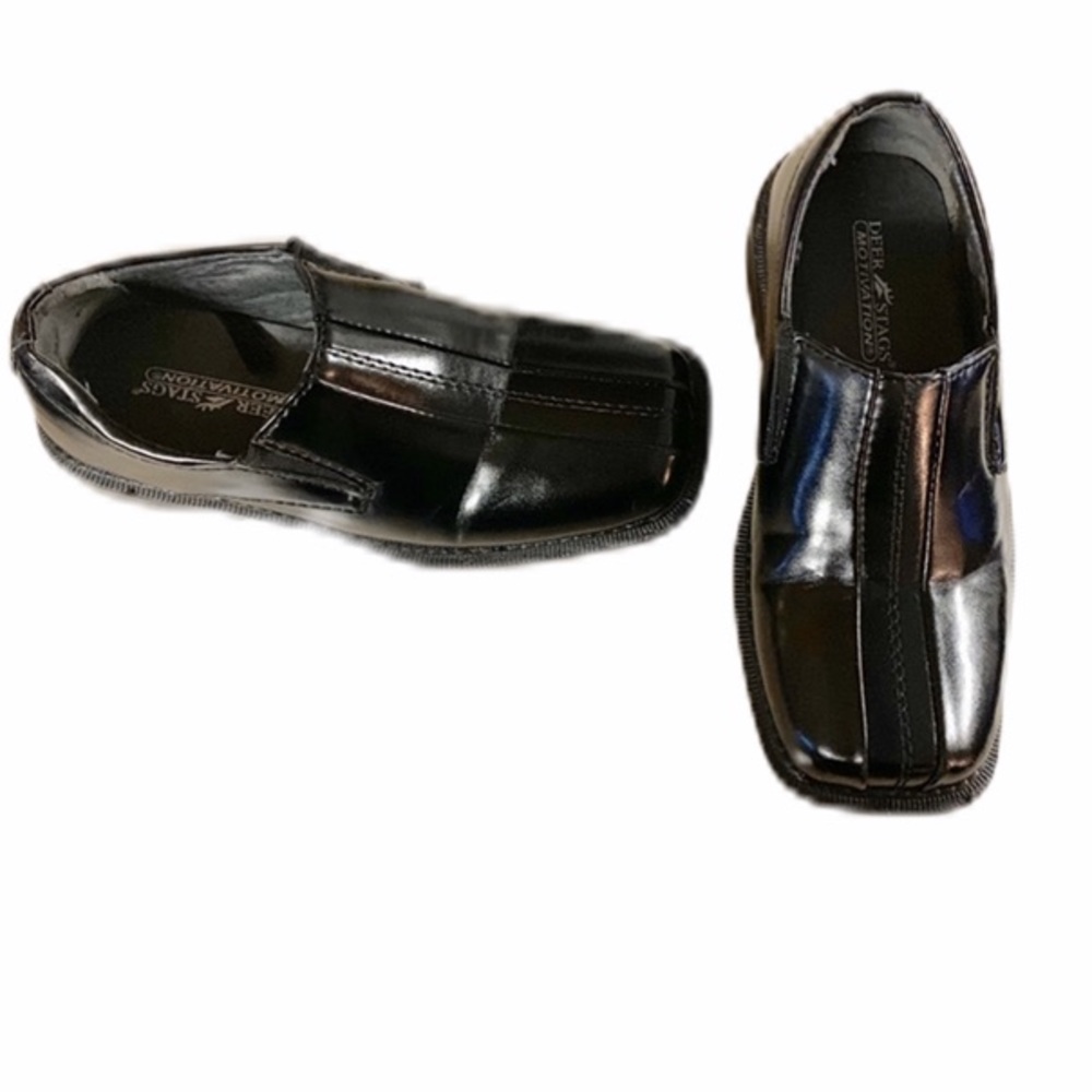 DEER STAGS WINGS CASUAL BOYS BLACK SHOES SZ 10M
